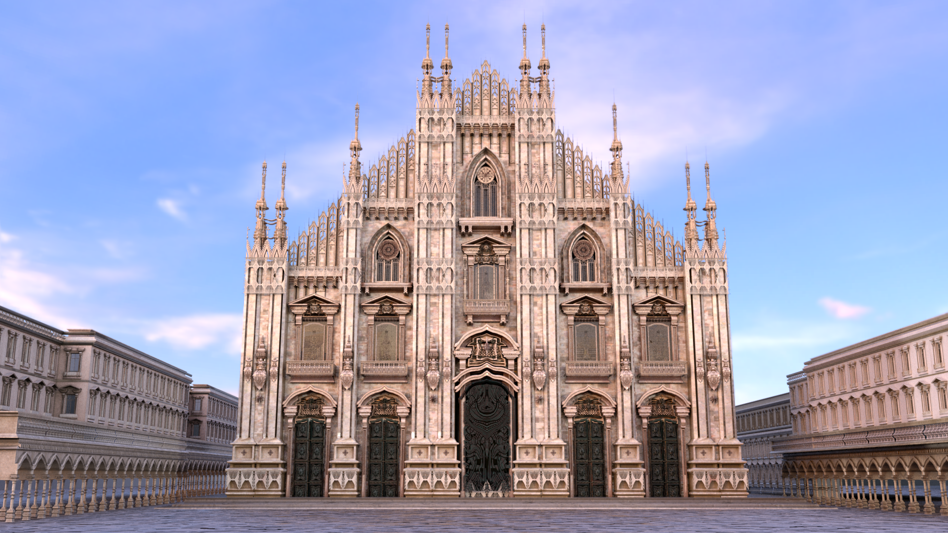 Gothic cathedral architectural render — Milan Duomo in Autodesk Maya
