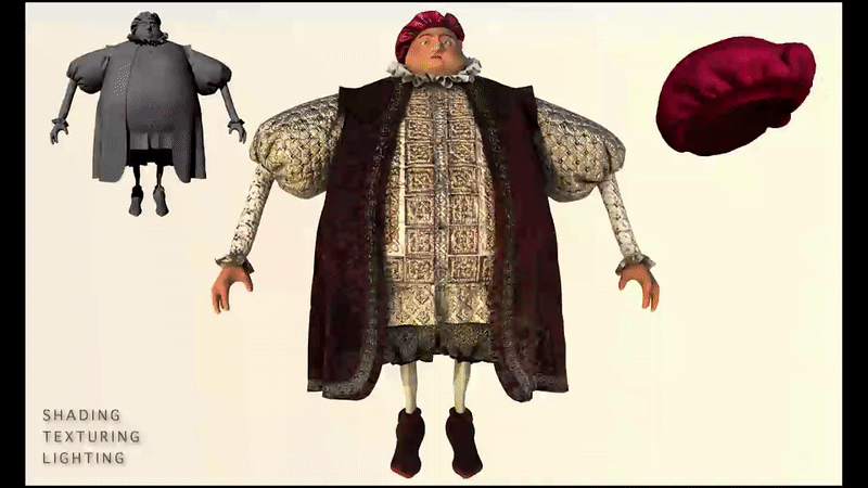 3D character — shading, texturing and lighting breakdown