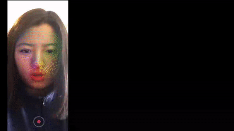 ARKit face tracking — coloured mesh overlay recorded in realtime via front-facing camera