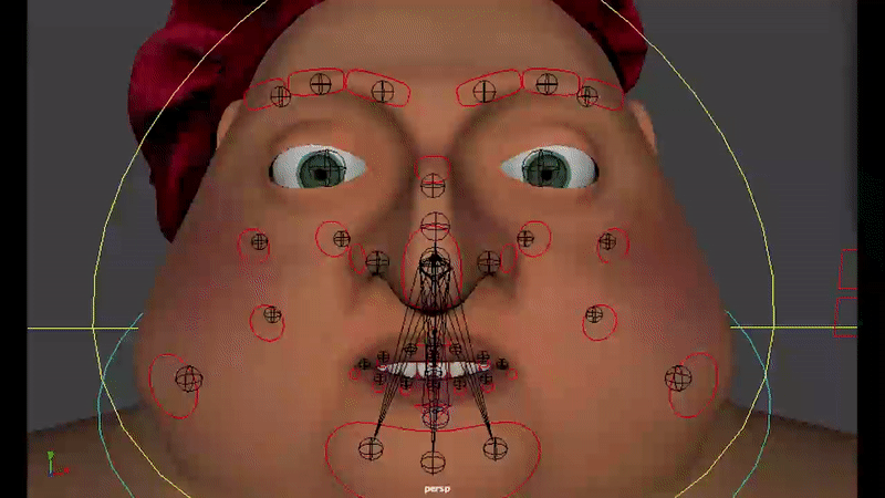 Maya facial rig with blendshape control handles